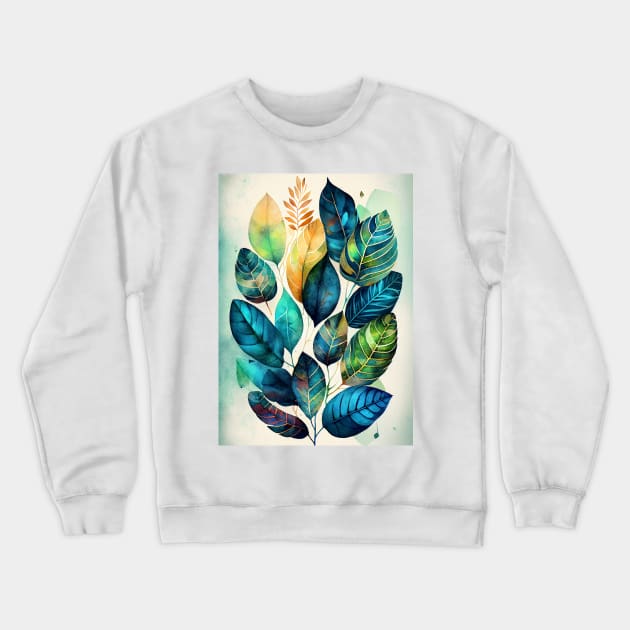 Watercolor leaves pattern Crewneck Sweatshirt by JBJart